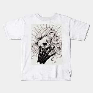 Monochrome Illustration of Skull Kids T-Shirt